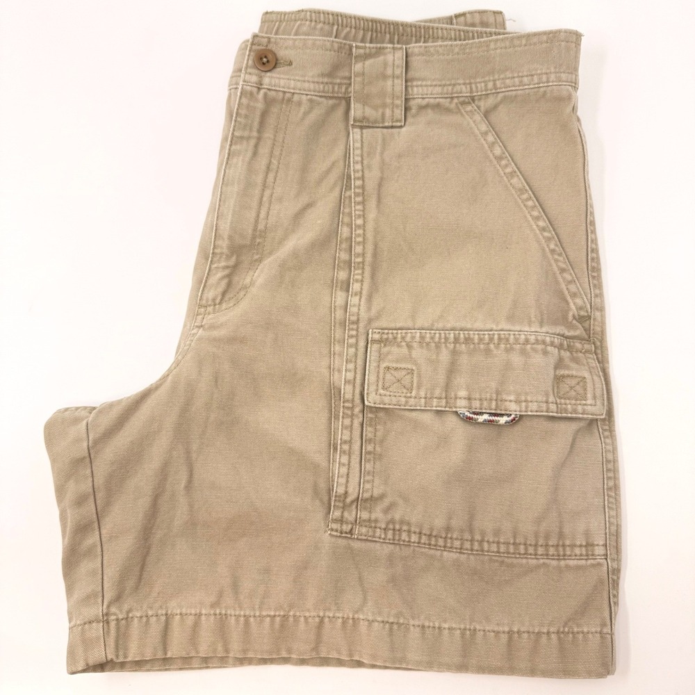 LL Bean Comfort Waist Cargo Shorts Mens 36 Khaki Tan Canvas 6 Inseam